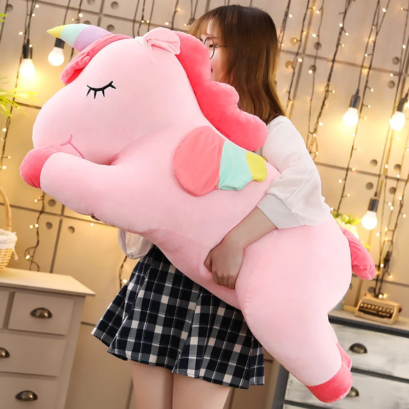 25-100cm Giant Unicorn Plush Toy Soft Stuffed Unicorn Soft Dolls Animal Horse Toys