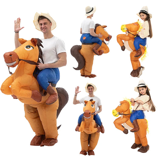 Adult Kids Inflatable Riding Horse Costume Funny Dress inflable Costumes