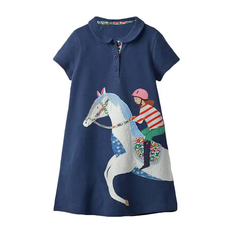 New Fashion Girls Cotton Horse Dress