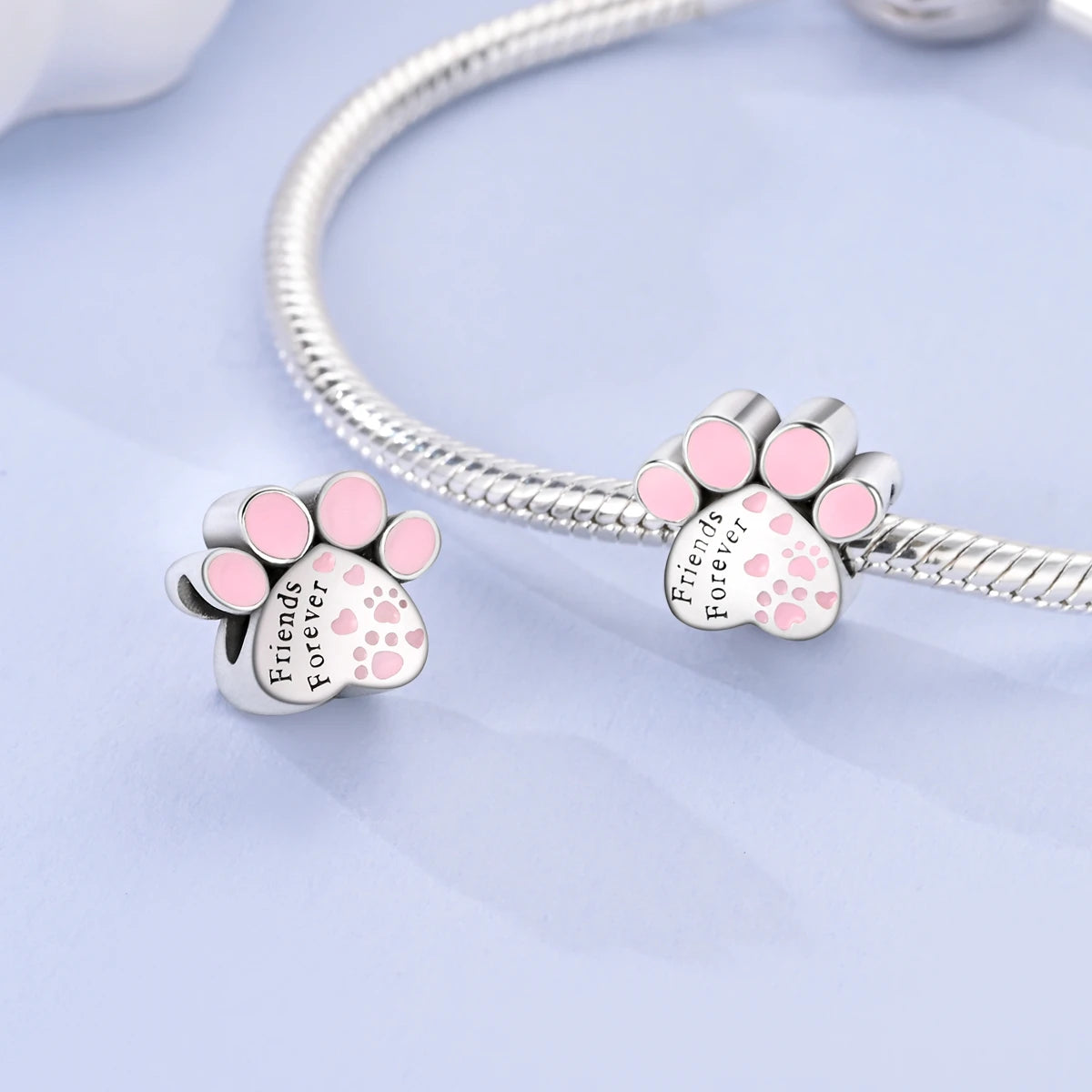 Dog Charms Silver Plated Doggy Paw French Bulldog Bones Beads fit Original Pandora Bracelet