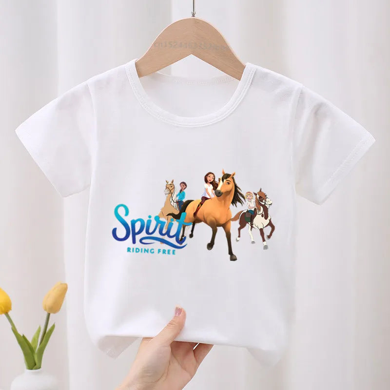 Lucky & Mustang Spirit Horse Cartoon Kids T-shirt