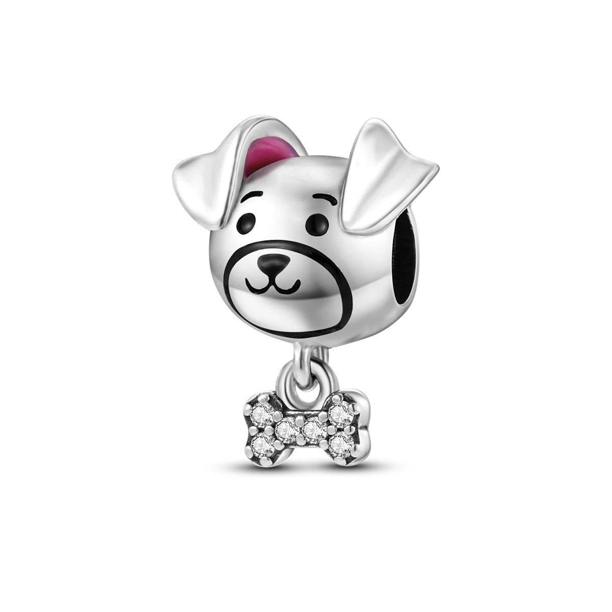 Dog Charms Silver Plated Doggy Paw French Bulldog Bones Beads fit Original Pandora Bracelet