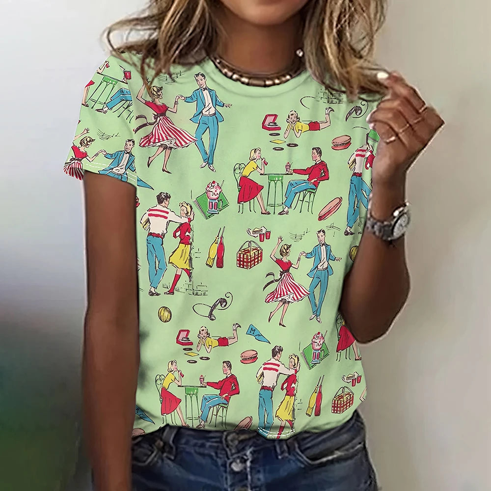 Summer Women Cowboy Oversize T-Shirts