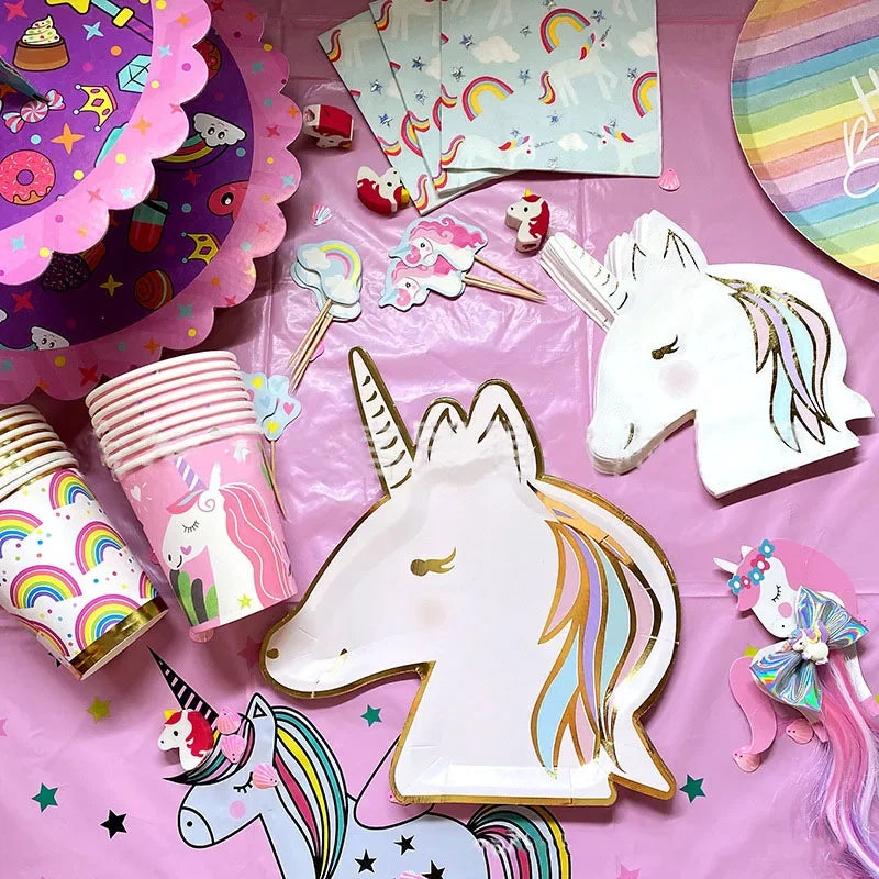 Unicorn Disposable Tableware Unicorn Party Supplies Paper Plates Napkins