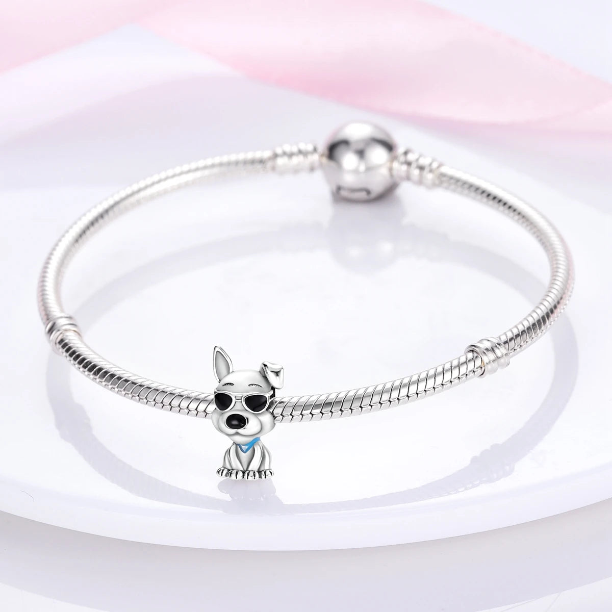 Dog Charms Silver Plated Doggy Paw French Bulldog Bones Beads fit Original Pandora Bracelet