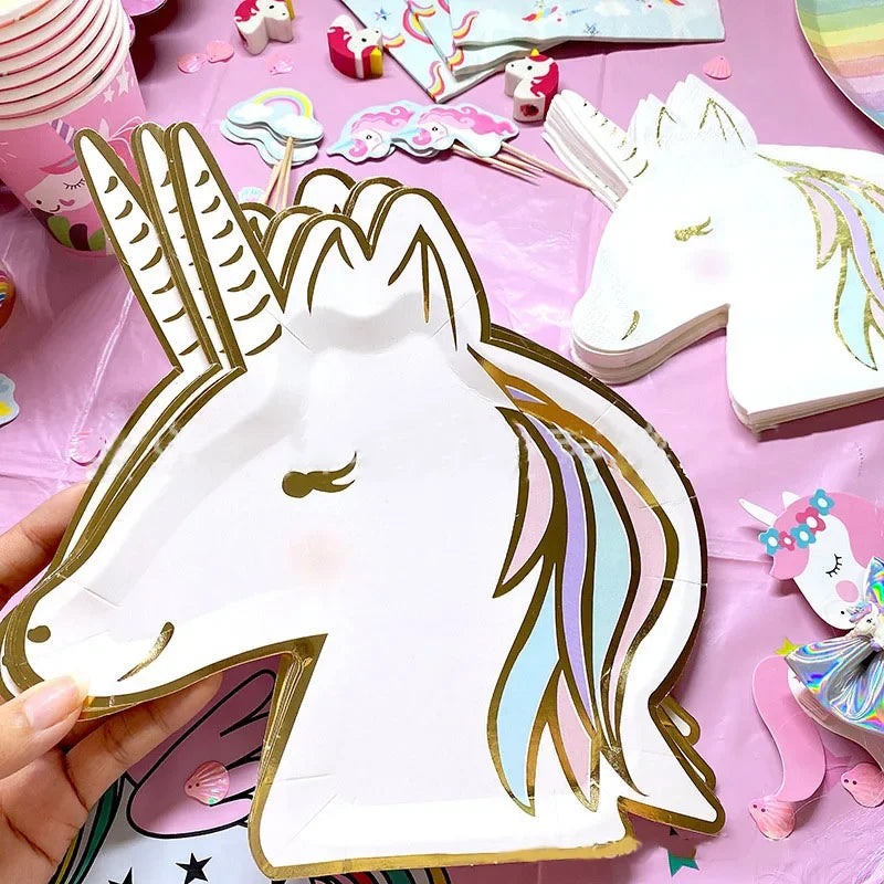 Unicorn Disposable Tableware Unicorn Party Supplies Paper Plates Napkins