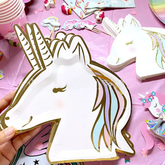 Unicorn Disposable Tableware Unicorn Party Supplies Paper Plates Napkins