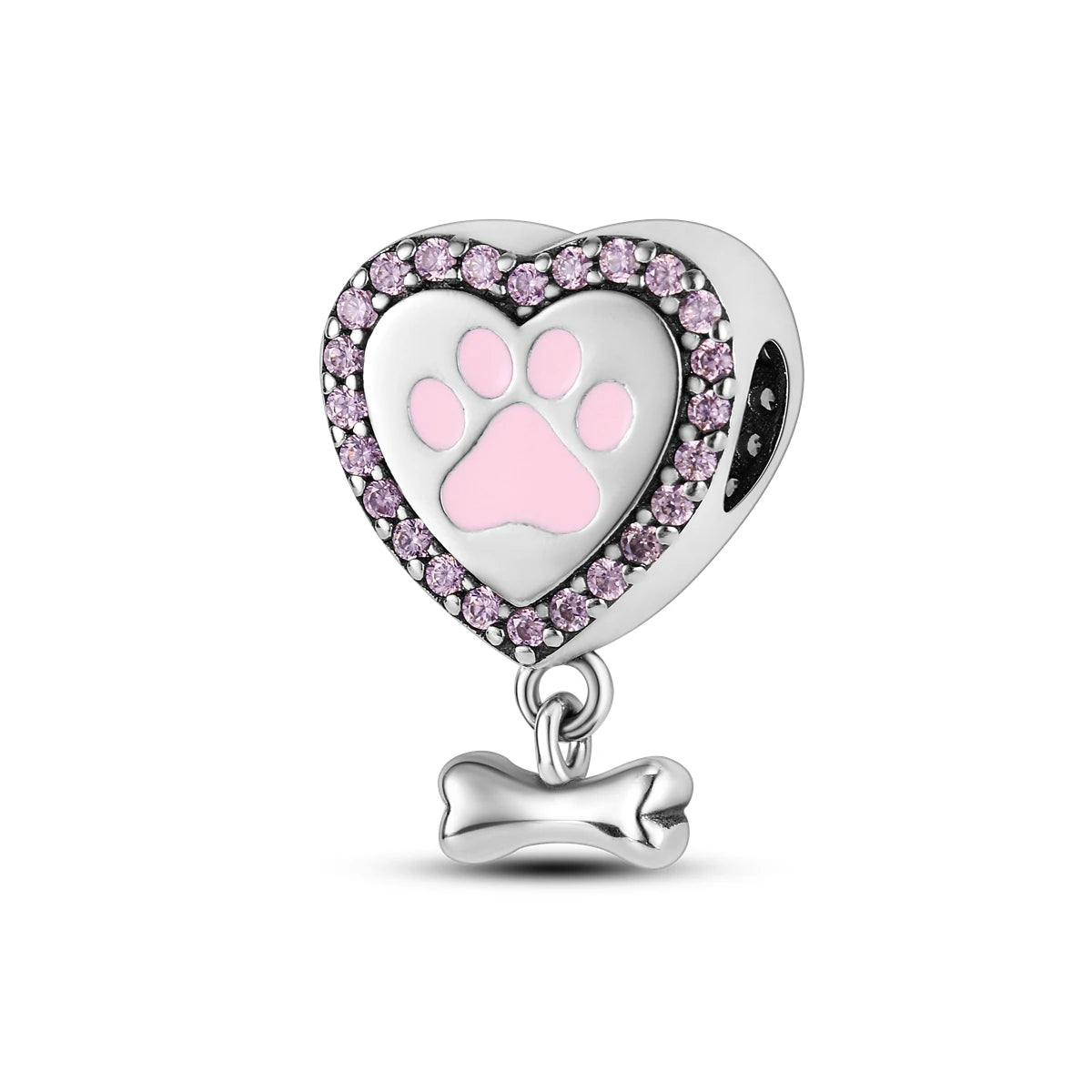 Dog Charms Silver Plated Doggy Paw French Bulldog Bones Beads fit Original Pandora Bracelet