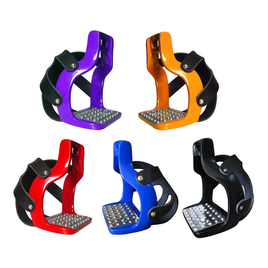 5 Colors Safety Stirrups Flexible Die-Cast Aluminum Riding Tack Saddle with Net Cover Pedal