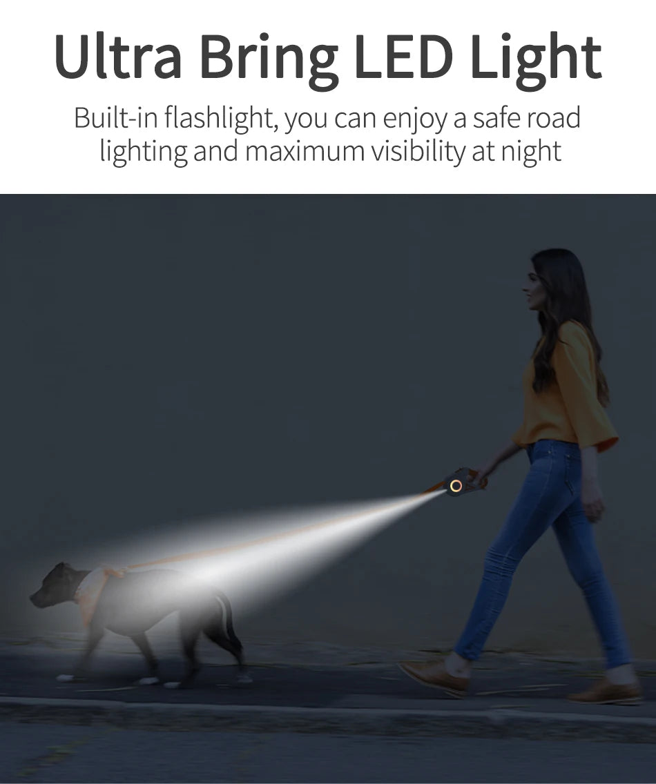 5M Automatic Retractable Dog Lead with Led Flashlight