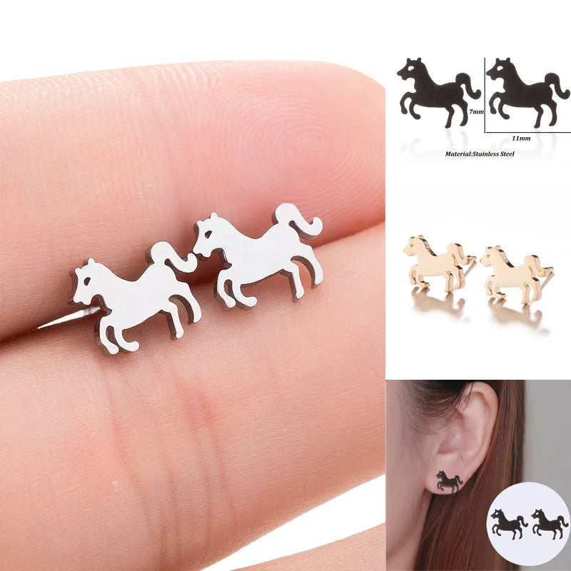 Stainless Steel Western Equestrain Earrings