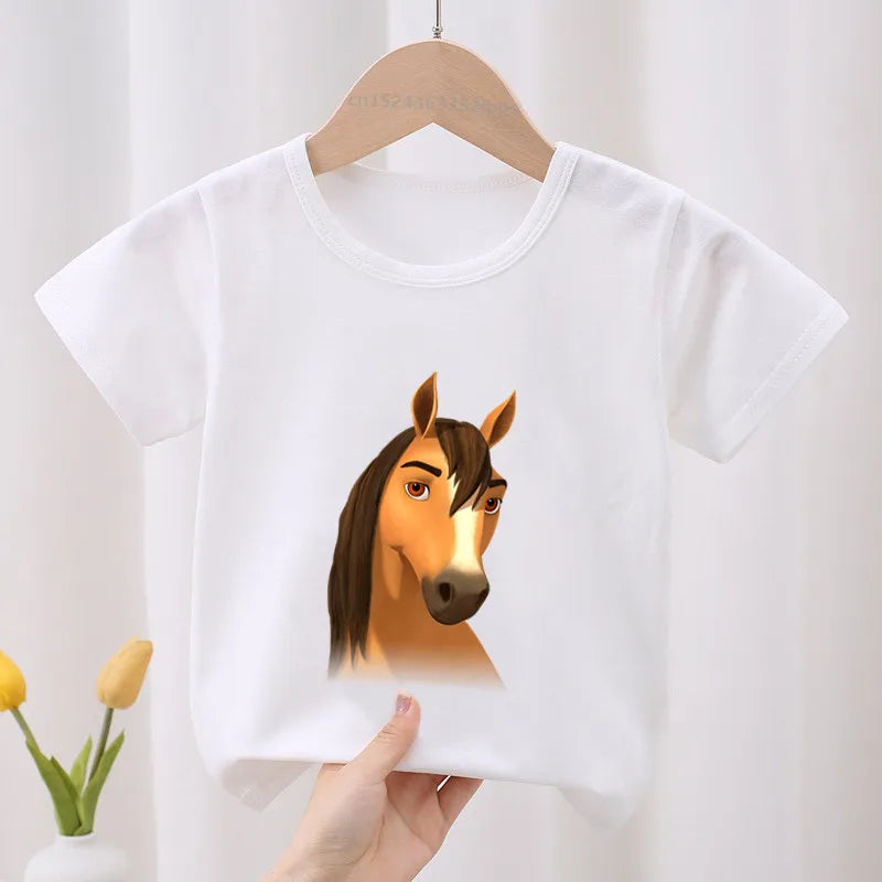 Lucky & Mustang Spirit Horse Cartoon Kids T-shirt