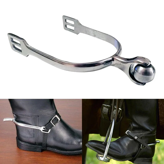 1 Pair Horse Riding Portable Silver Horse Spurs With Roller Ball