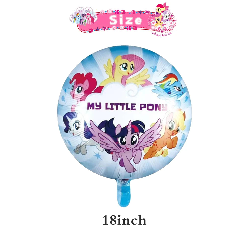 6Pcs Littleed Ponyed Foil Balloons Set Party Decoration Cartoon Anime Horse Birthday Party Supplies