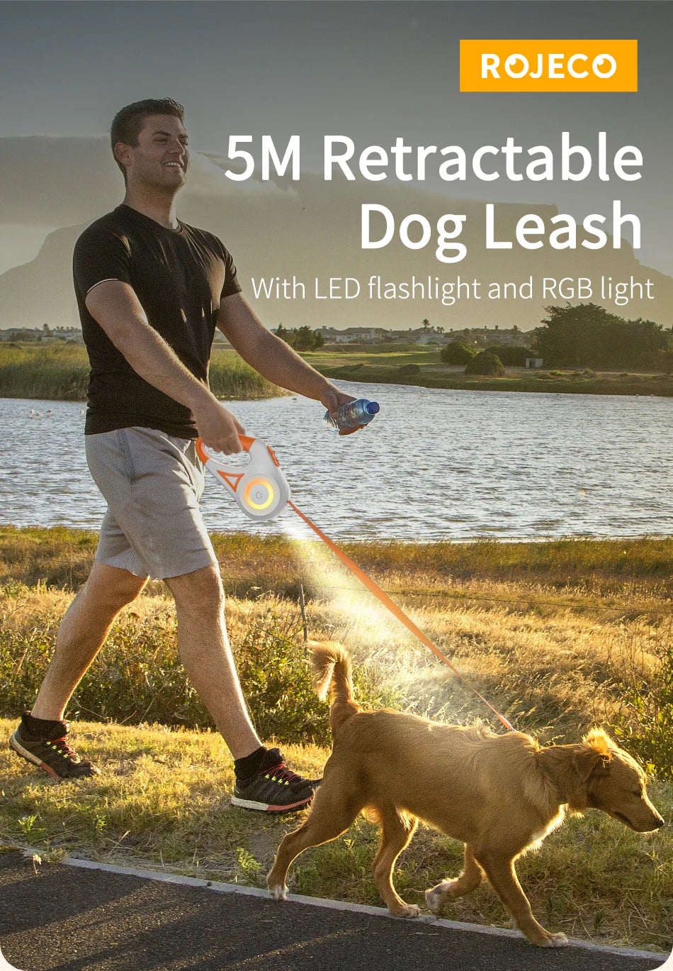 5M Automatic Retractable Dog Lead with Led Flashlight