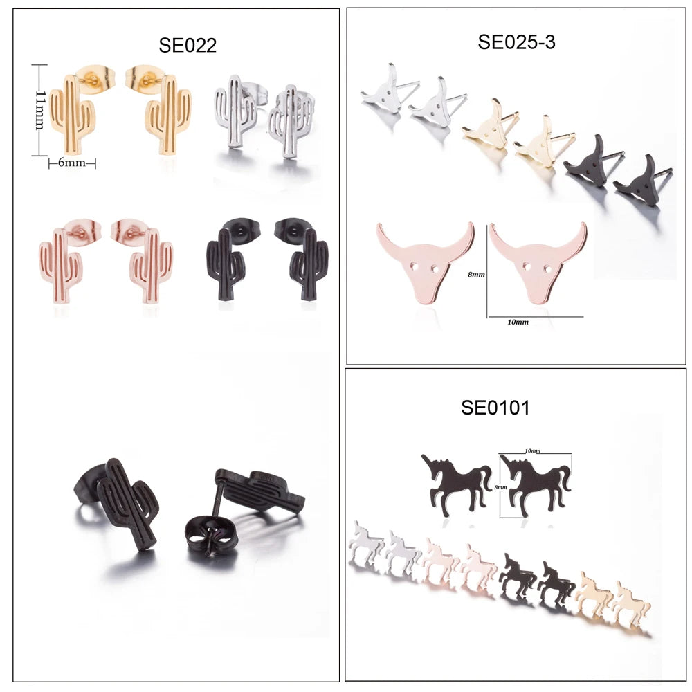 Stainless Steel Western Equestrain Earrings