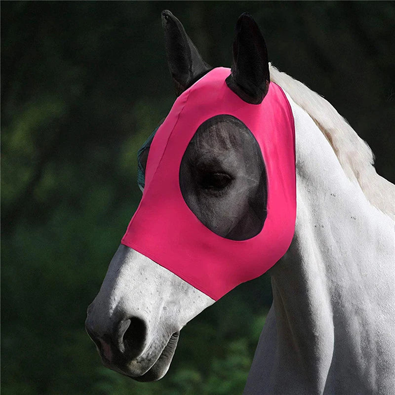 Multicolor Horse Masks Anti-Fly Worms Breathable Stretchy Knitted Mesh Anti Mosquito Mask Riding Equestrian Equipment New