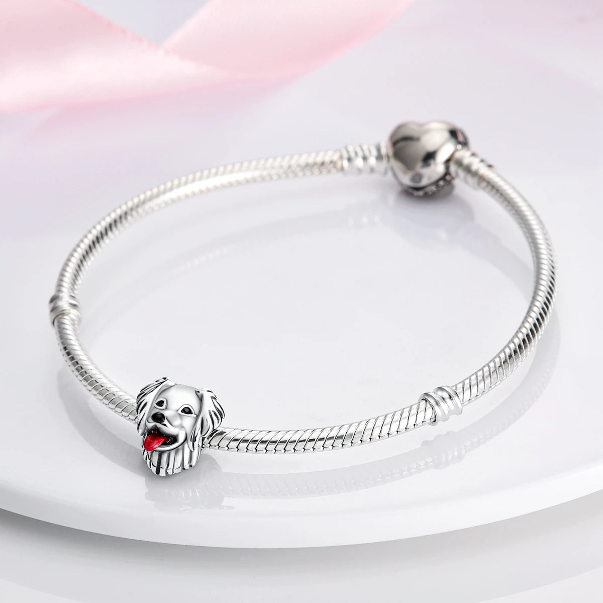 Dog Charms Silver Plated Doggy Paw French Bulldog Bones Beads fit Original Pandora Bracelet