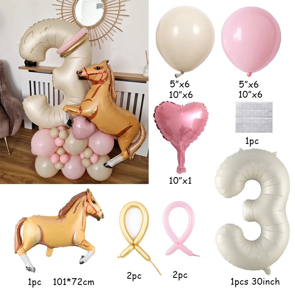 32Pcs Large Racing Horse Themed Balloon Set with 30inch