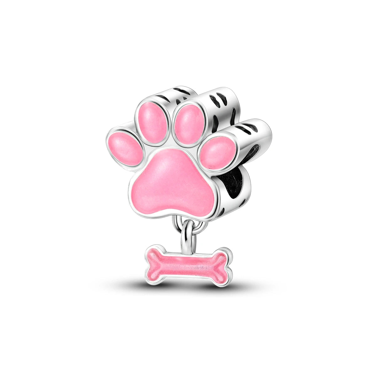 Dog Charms Silver Plated Doggy Paw French Bulldog Bones Beads fit Original Pandora Bracelet