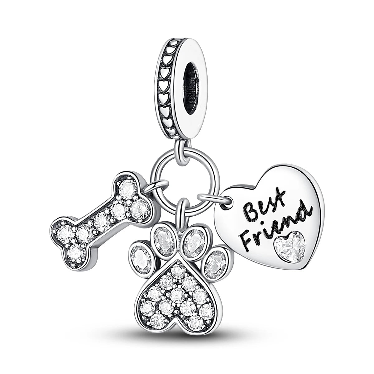 Dog Charms Silver Plated Doggy Paw French Bulldog Bones Beads fit Original Pandora Bracelet