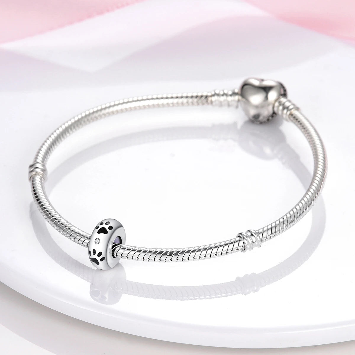 Dog Charms Silver Plated Doggy Paw French Bulldog Bones Beads fit Original Pandora Bracelet