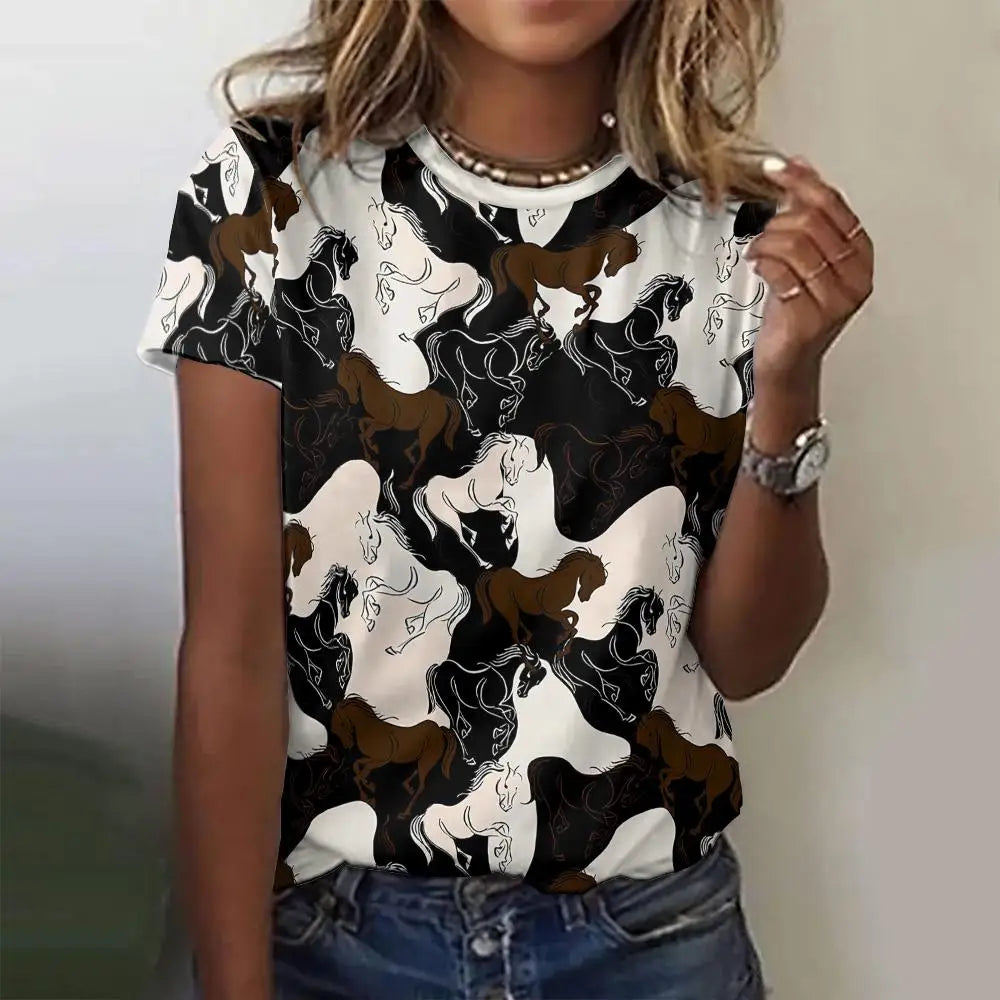 Summer Women Cowboy Oversize T-Shirts