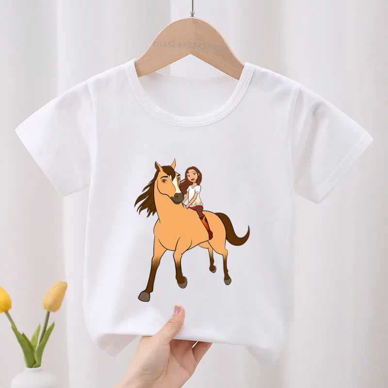 Lucky & Mustang Spirit Horse Cartoon Kids T-shirt