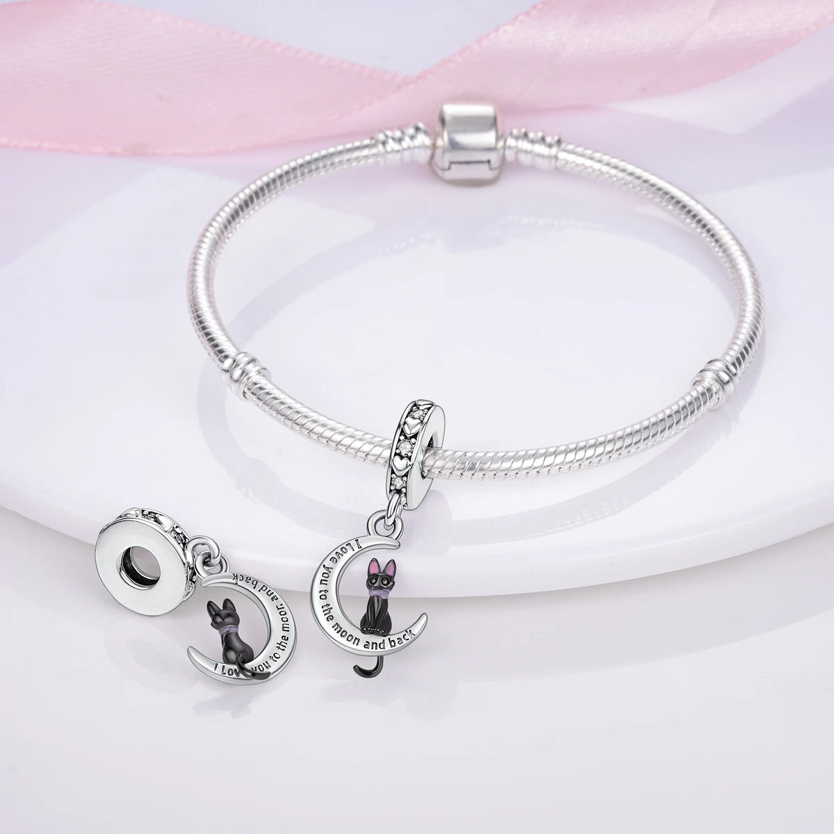 Dog Charms Silver Plated Doggy Paw French Bulldog Bones Beads fit Original Pandora Bracelet