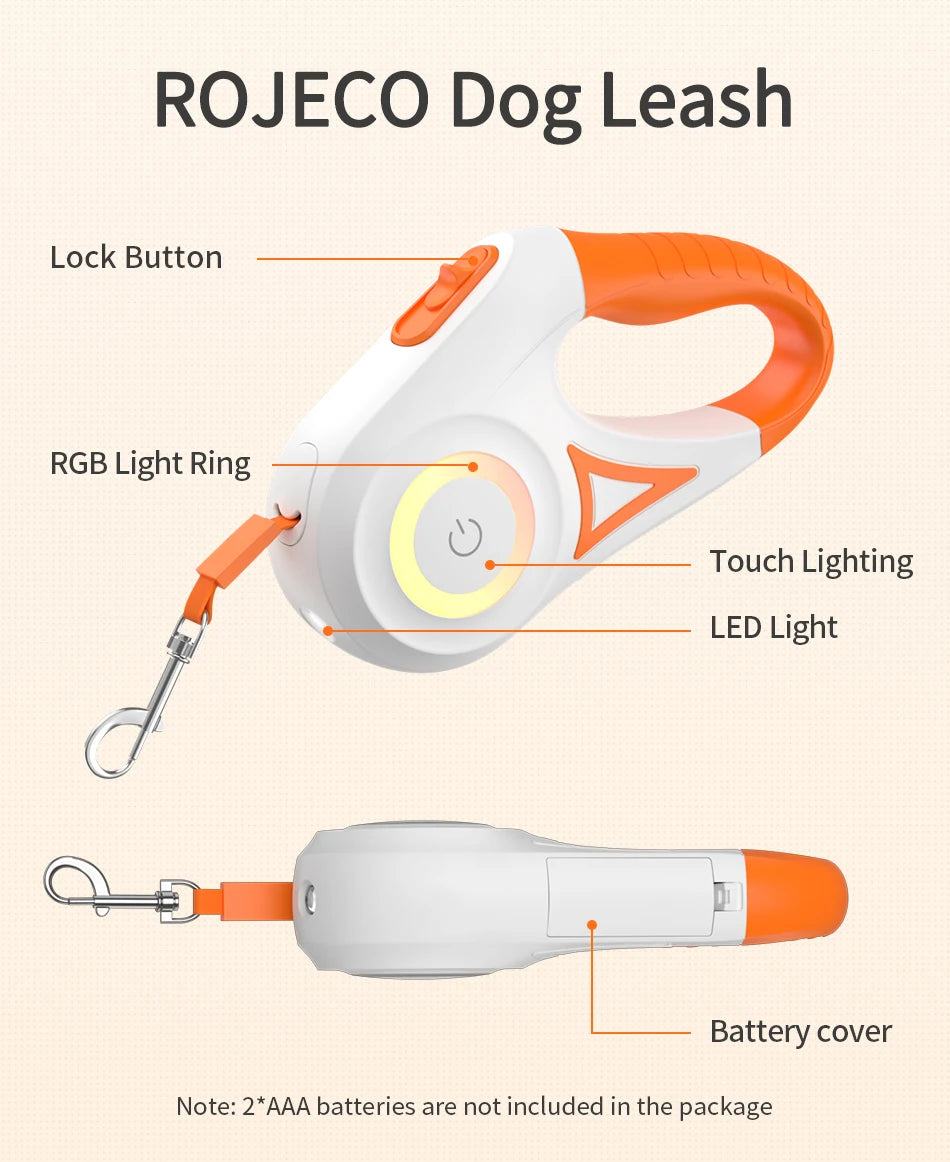 5M Automatic Retractable Dog Lead with Led Flashlight