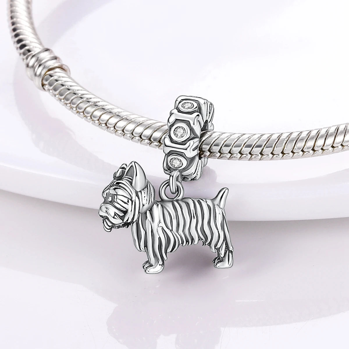 Dog Charms Silver Plated Doggy Paw French Bulldog Bones Beads fit Original Pandora Bracelet